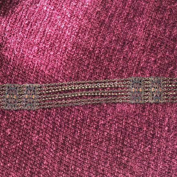 Chain Bronze Belt Featuring Orange Jewels - Picture 8 of 10